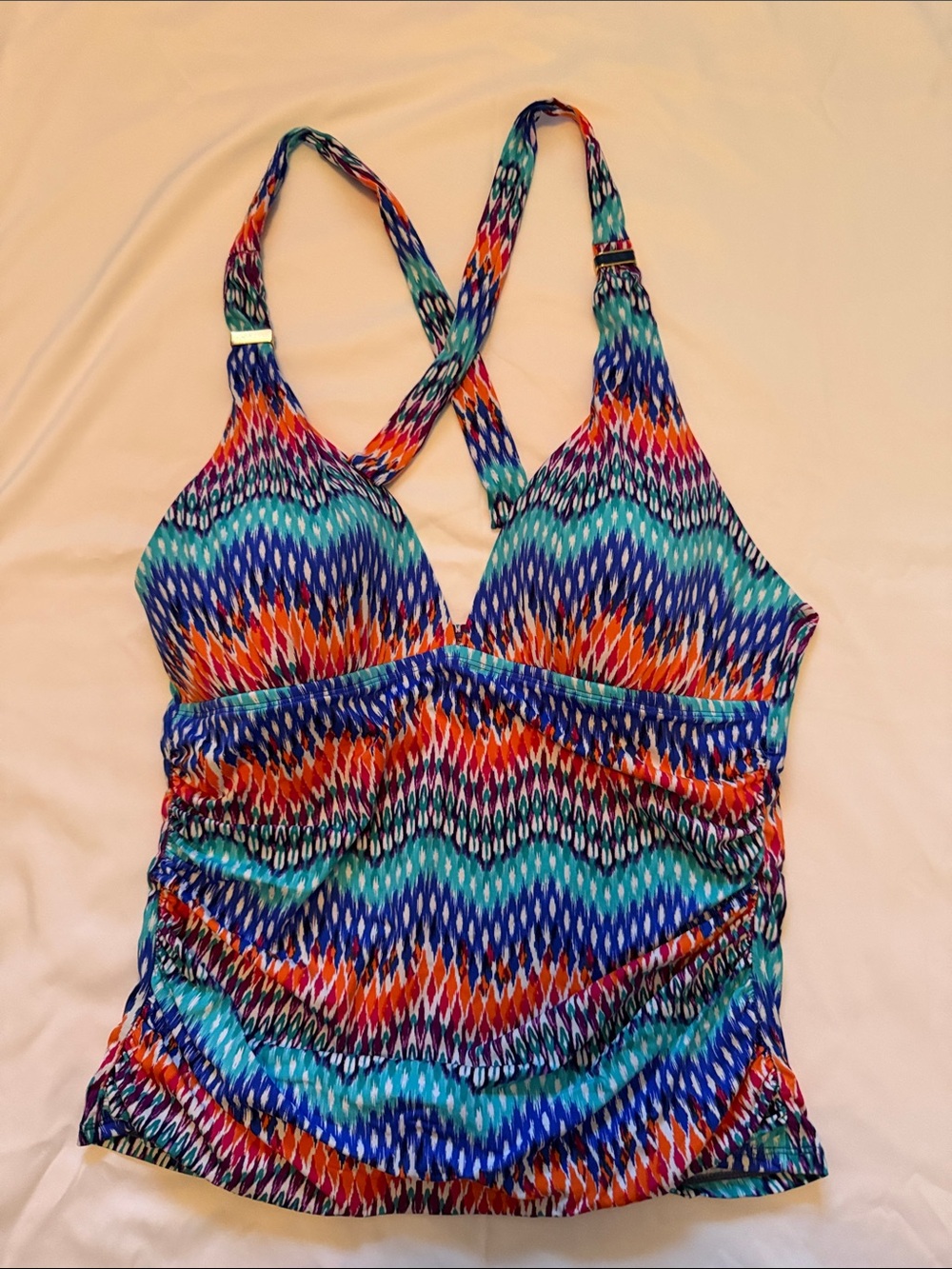 La Blanca Multicolor Ikat Halter Swim Top